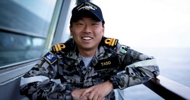 Lieutenant Kento Tago on the bridge of HMAS Choules during Exercise Malabar, NSW. Story by Sub-Lieutenant Tahlia Merigan. Photo by Leading Seaman David Cox.