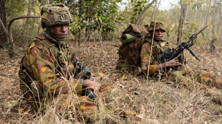 Papua New Guinea Defence Force soldiers from the 2nd Royal Pacific Island Regiment on Exercise Talisman Sabre 2023 at Townsville Field Training Area, Queensland. Story by Captain Joanne Leca. Photo by Lance Corporal Riley Blennerhassett.