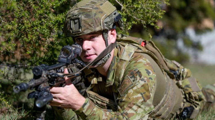 Australian Army reserve soldier Private Cameron Parkinson from 6th Battalion, The Royal Australian Regiment at Gallipoli Barracks in Enoggera, Brisbane. Story by Jon Kroiter.