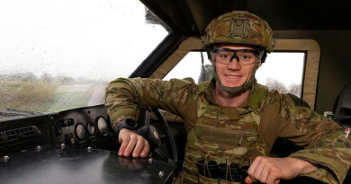 Australian Army soldier Private Jeremy Janson in a Bushmaster vehicle during protection operations by Battle Group Waratah around the town of Ingham, Queensland as part of Exercise Talisman Sabre 2023. Story by Australian Army soldier Private Jeremy Janson in a Bushmaster vehicle during protection operations by Battle Group Waratah around the town of Ingham, Queensland as part of Exercise Talisman Sabre 2023. Story by Captain Jon Stewart. Photo by Corporal Michael Currie.