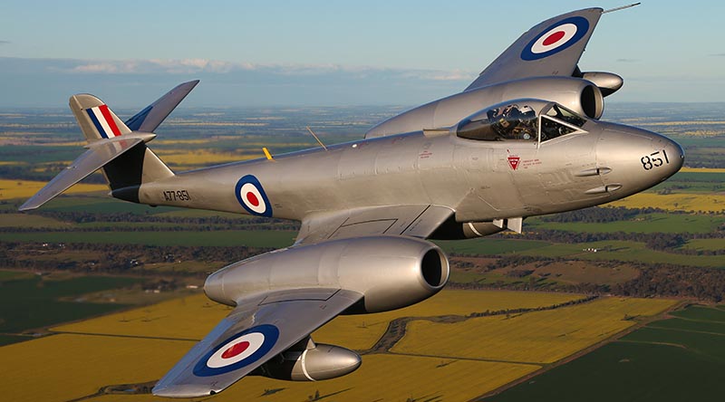 This Gloster Meteor F.8 is part of the Royal Australian Air Force’s Temora Historic Flight. Temora Aviation Museum image via RAAF web site.