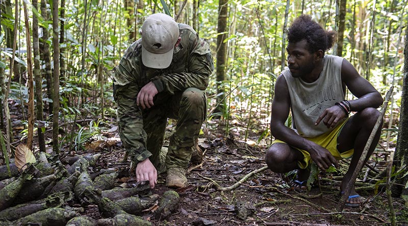 NZ Army Land EOD teams conduct explosive ordinance reconnaissance and removal on the island of Kohingo in the Solomon Islands during Op Render Safe 19. NZDF image.