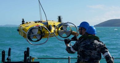 Royal Australian Navy sailors from HMAS Huon conduct search operations in the Whitsundays in the search for debris from the missing MRH-90. Photo by Able Seaman Casey Buurveld.