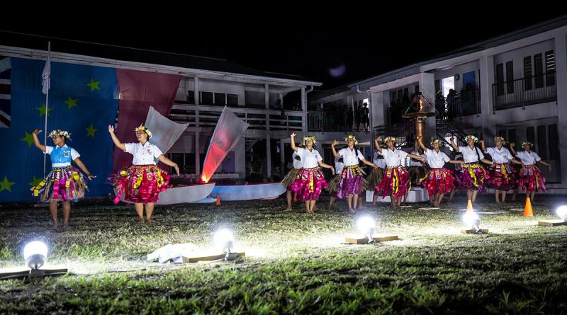 ADF guests watch watched the Nauti and Fetuvalu culture group perform at the Taulaga school games opening ceremony at the Nauti primary school in Tuvalu. Story and photos by Corporal Melina Young.