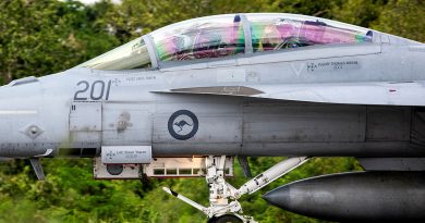 A RAAF F/A-18F Super Hornet aircraft from 1 Squadron taxiing after a sortie during Exercise Thai Boomerang 23 at the Korat Royal Thai Air Force Base, Thailand. Story by Flight Lieutenant Rob Hodgson. Photo by Leading Aircraftman Ryan Howell.