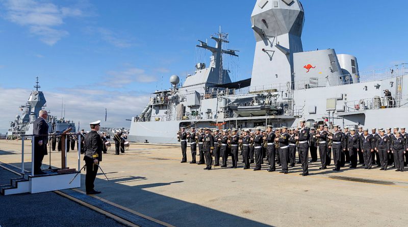 The Governor of Western Australia, Chris Dawson, receives a Royal Salute from the HMAS Perth Guard during the Duke of Gloucester Cup award ceremony at Fleet Base West. Story by Lieutenant Mick Wheeler. Photos by Leading Seaman Ernesto Sanchez.