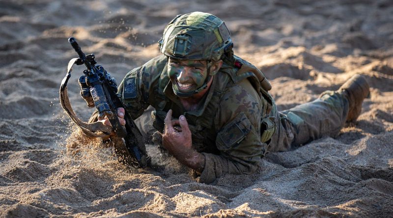 An Australian Army soldier completes the obstacle course during the 2023 Duke of Gloucester Cup in Singleton. Story and photo by Corporal Michael Rogers.