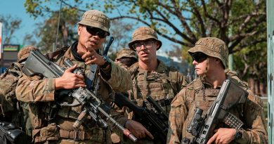 Soldiers of Combat Team Charlie from Battle Group Ram prepare to make entry into an abandoned section of Trinity College in Lismore as part of urban clearance training during Exercise Ever Ready Ram. Story by Captain Cody Tsaousis. Photos by Corporal Nicole Dorrett.