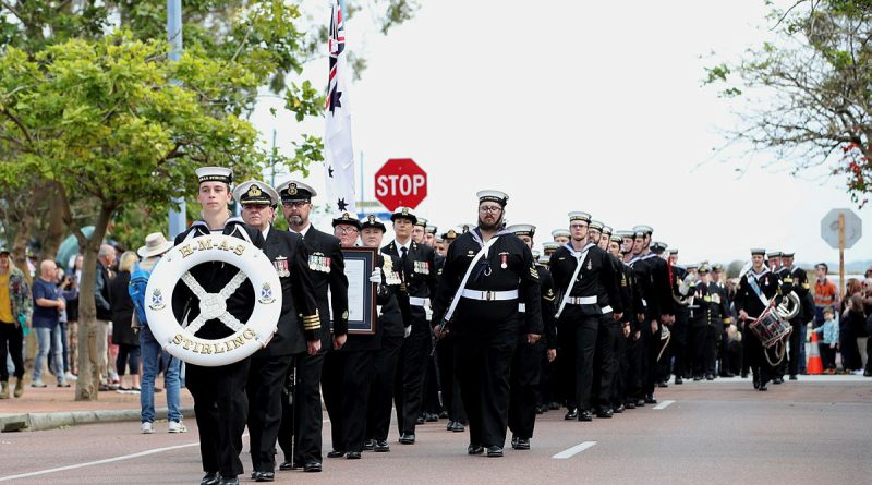 Ship's company from HMAS Stirling conduct a freedom-of-entry parade through the streets of Rockingham, WA. Story by Lieutenant Eleanor Williams. Photos by Able Seaman Rikki-Lea Phillips.