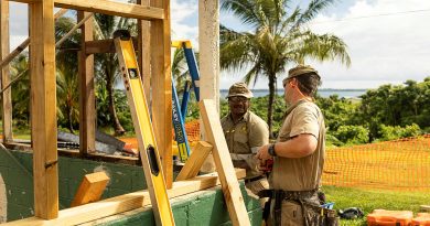 An Australian Army sapper and a soldier of the Papua New Guinea Defence Force help renovate a school during Exercise Puk Puk, Manus Island, Papua New Guinea. Story by Major Taylor Lynch. Photos by Corporal Brandon Grey.