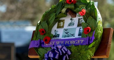 A wreath tribute at the Battle of Britain commemorative service at Torrens Parade Ground in Adelaide, South Australia. Story by Flight Lieutenant Claire Burnet. Photos by Leading Aircraftwoman Annika Smit.