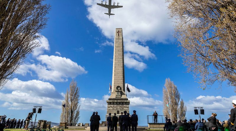 A RAAF AP-3C Orion aircraft from 10 Squadron conducts a flypast during the National Commemoration of the 83rd Anniversary of the Battle of Britain at Hobart Cenotaph, Tasmania. Story by Flight Lieutenant Nicholas O’Connor. Photos by Leading Aircraftman Chris Tsakisiris.