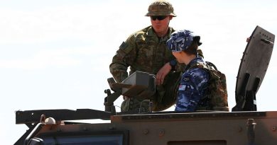An Air Force Cadet enjoys a protected mobility vehicle ride during an immersion experience as part of 9th Brigade's Exercise Rhino Run 2023. Story by Captain Adrienne Goode. Photos by Sergeant Peng Zhang.