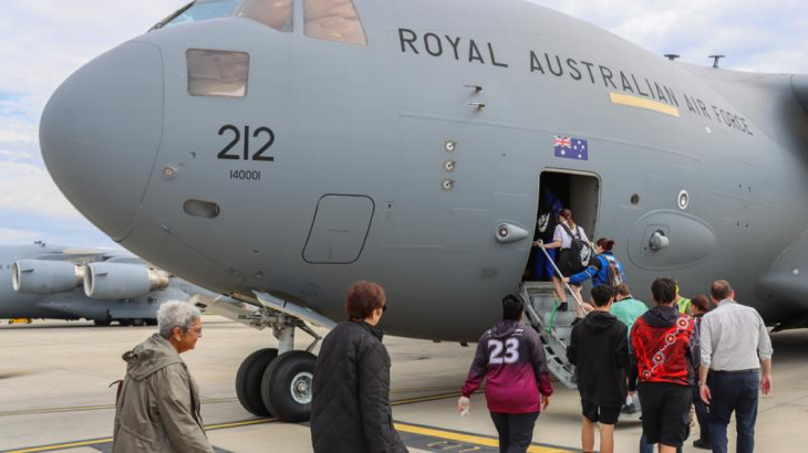 Elders, students and community members from the South East Queensland Indigenous community board a 36 Squadron C-17 Globemaster III for a NAIDOC familiarisation flight from RAAF Base Amberley. Story by Flight Lieutenant Greg Hinks.