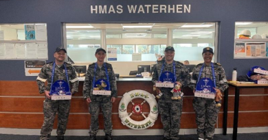 From left, Seaman Joshua Love, Chief Petty Officer Ashley Schmidt, Able Seaman Jason Martinez and Lieutenant Shanna Stocks. Story by Seaman Kiri Mutton.