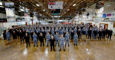 RAAF School of Technical Training Squadron staff take a group photo at RAAF Base Wagga during the squadron’s visit day. Story by Squadron Leader Kate Davis. Photo by Flight Sergeant Craig Sharp.