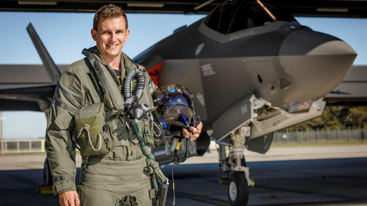RAAF pilot Flight Lieutenant Ross Bowman at RAAF Base Williamtown before flying the F-35 A Lightning II display at the Central Coast Airshow 2022, at Warnervale, NSW. Story by Flight Lieutenant Steffi Blavius. Photo by Corporal Craig Barrett.