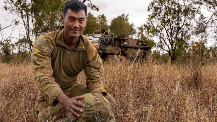 Australian Army soldier Private Mesak Hlawng Sang during Exercise Talisman Sabre 2023. Story by Major Jesse Robilliard. Photo by Corporal Michael Currie.