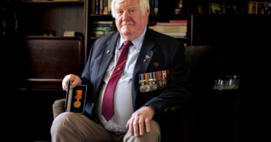 Major Mark Moloney (retd) received a Medal for Gallantry on September 12, 2023 for his actions under hazardous conditions in Vietnam at the 'Battle of the Bunkers', on February 7, 1968. Story and photo by Private Nicholas Marquis.