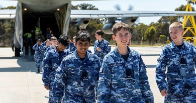 Australian Air Force Cadets disembark a C-130J Hercules at RAAF Base Pearce after a familiarisation flight. Story and photos by Flying Officer Michael Thomas.