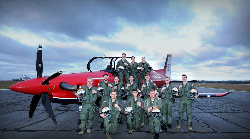 271 ADF Pilots’ Course members assemble at dawn on the flightline with a Pilatus PC-21 aircraft at RAAF Base Pearce, WA. Story by Stephanie Hallen. Photos by Chris Kershaw.