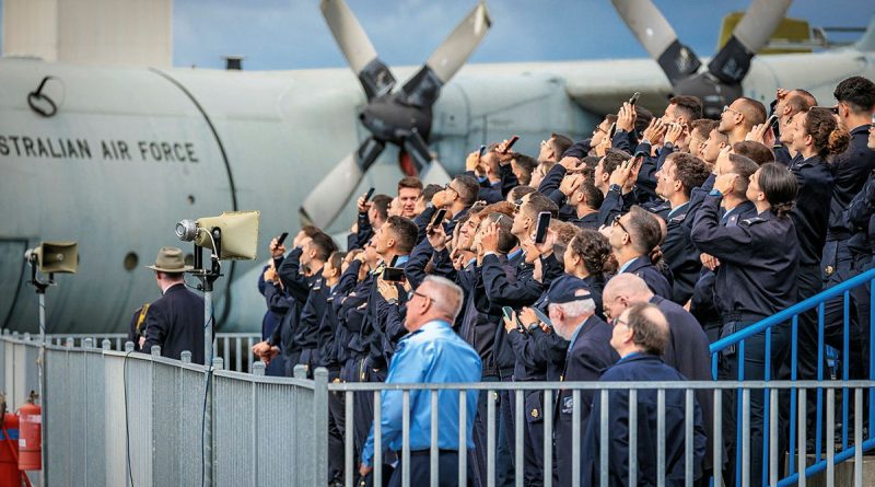 A delegation from the Italian Air Force (Aeronautica Militare) Academy watch a 100 Squadron flying display at RAAF Base Point Cook, Victoria. Story by Squadron Leader Kate Davis. Photos by Duncan Fenn.