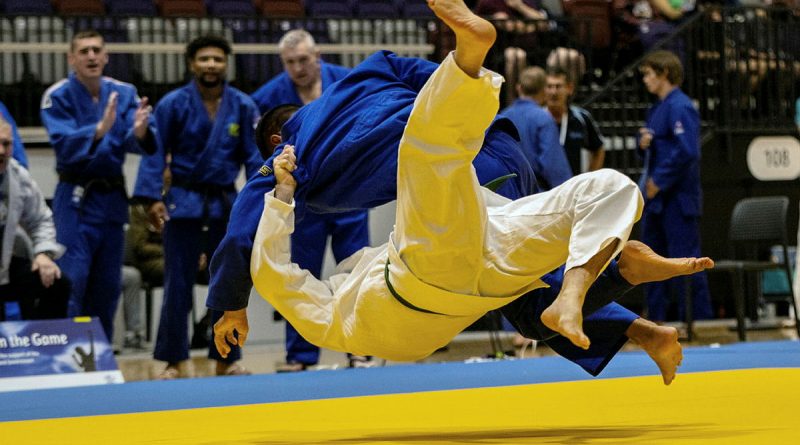 Military team members and veterans compete in a military judo teams competition at Nissan Stadium, Brisbane. Story by Captain Cody Tsaousis. Photos by Trooper Scott Paterson-Muller.