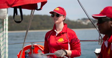 An Army member navigates Army's sailing training yacht 'Gun Runner' during Exercise Soldier Sail in Port Stephens, NSW. Story and photos by Corporal Luke Bellman.