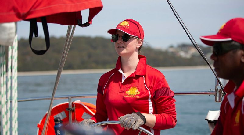 An Army member navigates Army's sailing training yacht 'Gun Runner' during Exercise Soldier Sail in Port Stephens, NSW. Story and photos by Corporal Luke Bellman.