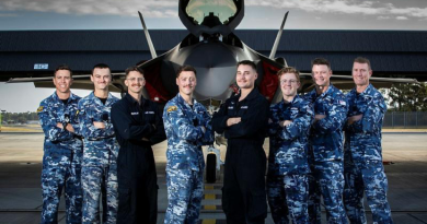 RAAF Sergeants Connor O'Neill and Ryan Pedder, 7th and 8th from left, facilitated the Building Blokes program for aviators from 2 Operational Conversion Unit at RAAF Base Williamtown. Story and photo by Corporal Melina Young.