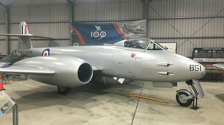 Meteor A77-851 (aka ‘Halestorm’) on display at the RAAF Williamtown Aviation Heritage Centre. Story by Flight Lieutenant Karyn Markwell and Flight Lieutenant Julia Ravell. Photo by Group Captain Peter Norford.