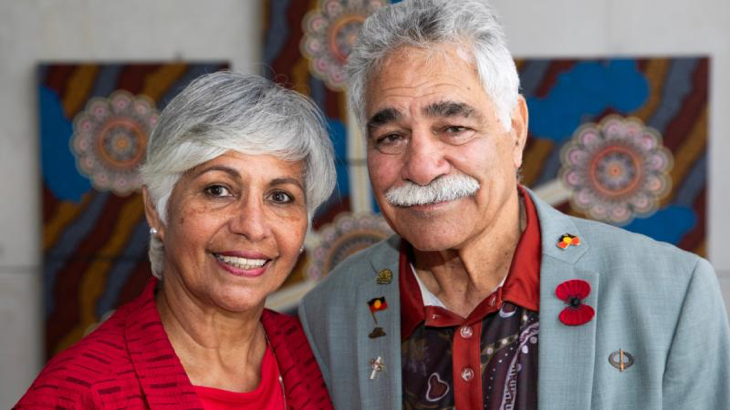 Aunty Rubena and Uncle Gorge Anderson visit the RAAF Security and Fire School Headquarters at RAAF Base Amberley. Story by Flight Lieutenant Greg Hinks.