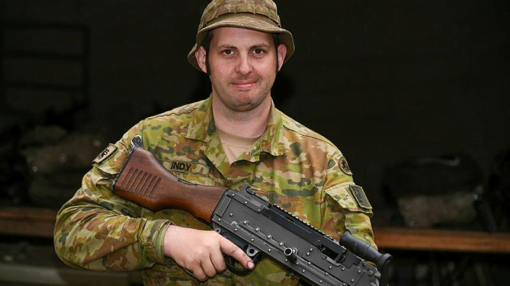 Australian Army Corporal Andrew Undy during a direct-fire support weapons course at the School of Infantry, Lone Pine Barracks, Singleton. Story by Captain Jon Stewart. Photo by Corporal Michael Currie.