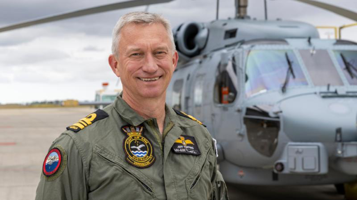 Lieutenant Commander Jeffrey Topping on the flightline at the Romeo complex, HMAS Albatross. Story by Acting Sub Lieutenant Sam Carter.