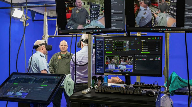 The Blue Room is a mixed-reality simulator used to train Air Force medical staff in on board aircraft medical operations and emergency medical evacuation. Story by Flight Lieutenant Greg Hinks. Photo by Aircraftwoman Nell Bradbury.