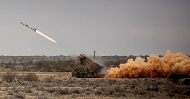 The National Advanced Surface to Air Missile System fires an AIM-120 Advanced Medium Range Air to Air Missile during its first Australian live-fire at Woomera Test Range in South Australia. Story and photos by Private Nicholas Marquis.