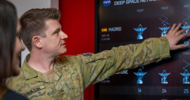 Australian Army Lieutenant Colonel Kevin Hamilton, Defence Space Command collective training officer, at the Defence Space Command offices, Canberra. Story and photo by Corporal Jacob Joseph.