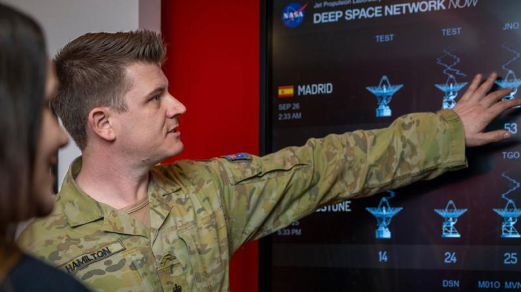 Australian Army Lieutenant Colonel Kevin Hamilton, Defence Space Command collective training officer, at the Defence Space Command offices, Canberra. Story and photo by Corporal Jacob Joseph.