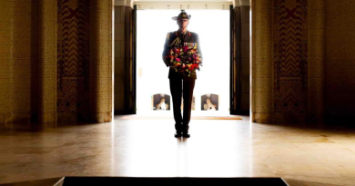 Chief of the Defence Force General Angus Campbell pays his respects to the Unknown Australian Soldier at the Australian War Memorial in Canberra. Story by General Angus Campbell. Photo by Jay Cronan.