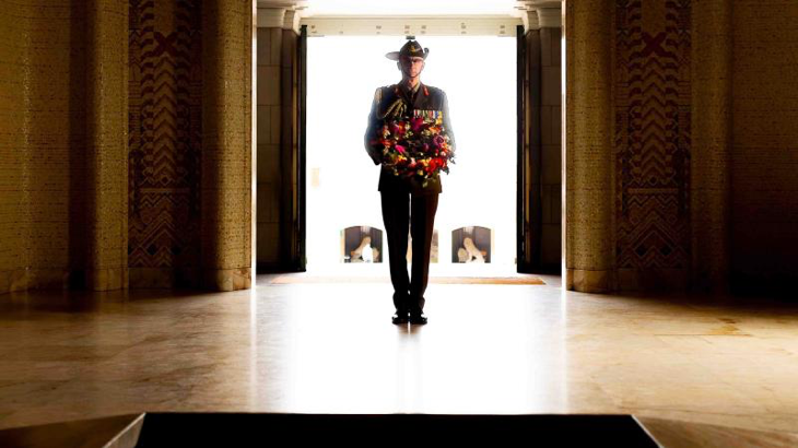 Chief of the Defence Force General Angus Campbell pays his respects to the Unknown Australian Soldier at the Australian War Memorial in Canberra. Story by General Angus Campbell. Photo by Jay Cronan.