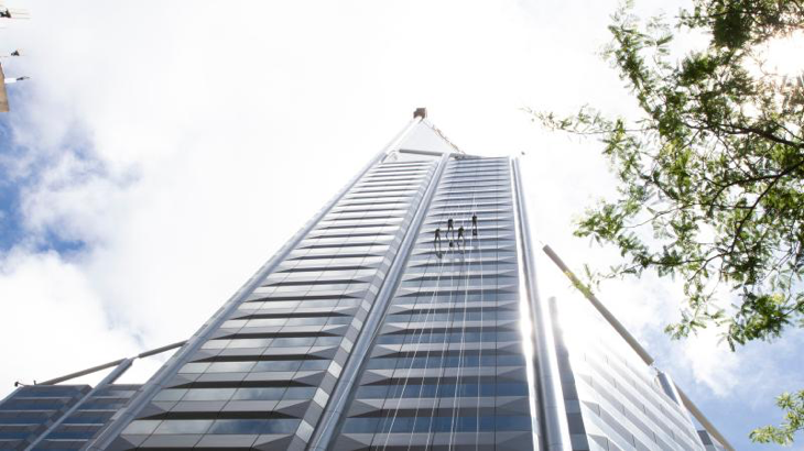 Members of the Australian Defence Force abseil 130 metres down the Central Park Tower in Perth's CBD for the annual Central Park Plunge, raising money for the Prostate Cancer Foundation of Australia. Story by Stephanie Hallen. Photo b y Corporal Nakia Chapman.