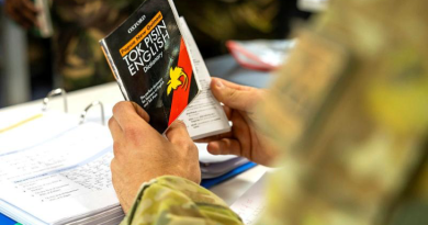 An Australian Army special operations force soldier studies Tok Pisin during language training at the ADF School of Special Operations at Holsworthy Barracks in Sydney. Photo by Corporal Dustin Anderson.