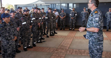 Deputy Chief of Navy Rear Admiral Jonathan Earley presents a group commendation to MH-60R Technical Training – Seahawk Simulation Warfare Centre at HMAS Albatross, Nowra. Story by Richard Wilkins. Photo by Leading Seaman Carlos Chu.