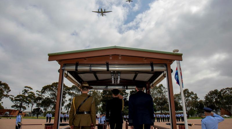 Two KA350 King Air's fly over a Colours consecration parade at RAAF Base East Sale, Victoria. Story by Squadron Leader Kate Davis and Flight Lieutenant Nick O’Connor. Photos by Leading Aircraftman Ryan Howell.