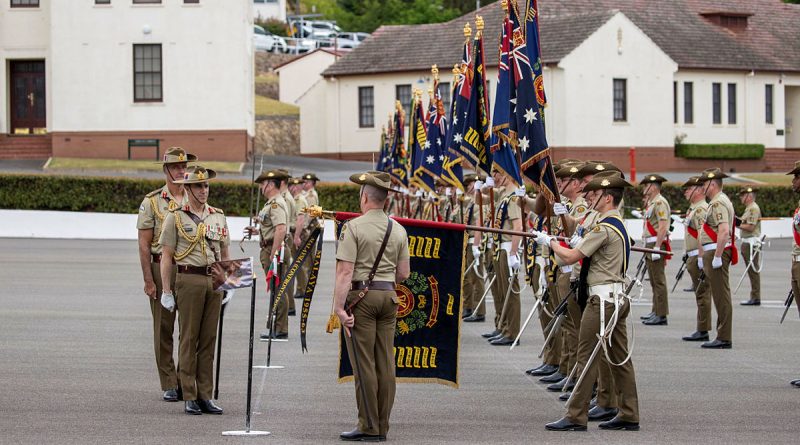 Chief of Army Lieutenant General Simon Stuart on parade for the 75th anniversary of the Royal Australian Regiment at Duntroon, Canberra. Story by Private Nicholas Marquis. Photos by Corporal Dustin Anderson.