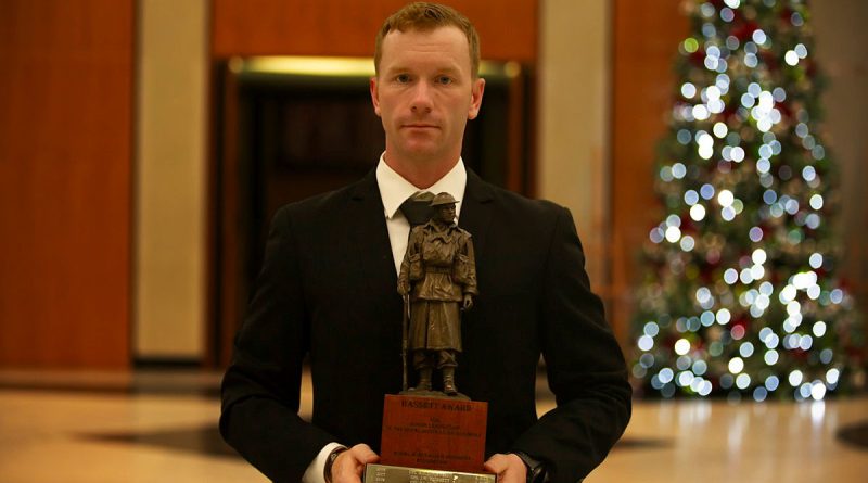 Australian Army soldier Corporal Nathan Groen awarded the Hasset Trophy at the Great Hall in Parliament House. Story and photos by Corporal Luke Bellman.