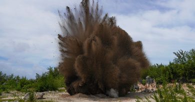 A 500lb unexploded ordnance after detonation during Operation Render Safe, Nauru. Story by Captain Karam Louli. Photos by Corporal Sam Price.