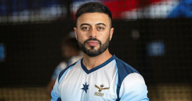 RAAF Flight Lieutenant Abdul Khan at the Cricket NSW home grounds during the Air Force cricket team training and development sessions, Sydney. Story and photo by Corpora Jacob Joseph.