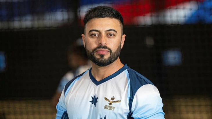 RAAF Flight Lieutenant Abdul Khan at the Cricket NSW home grounds during the Air Force cricket team training and development sessions, Sydney. Story and photo by Corpora Jacob Joseph.