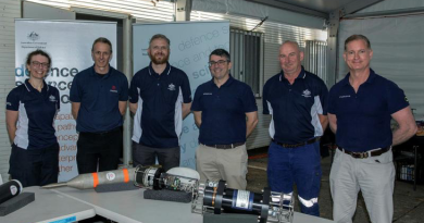 Industry staff of the international interoperable underwater communications and relay capability during Autonomous Warrior at HMAS Creswell. Story by Emma Thompson. Photo by Able Seaman Jasmine Saunders.